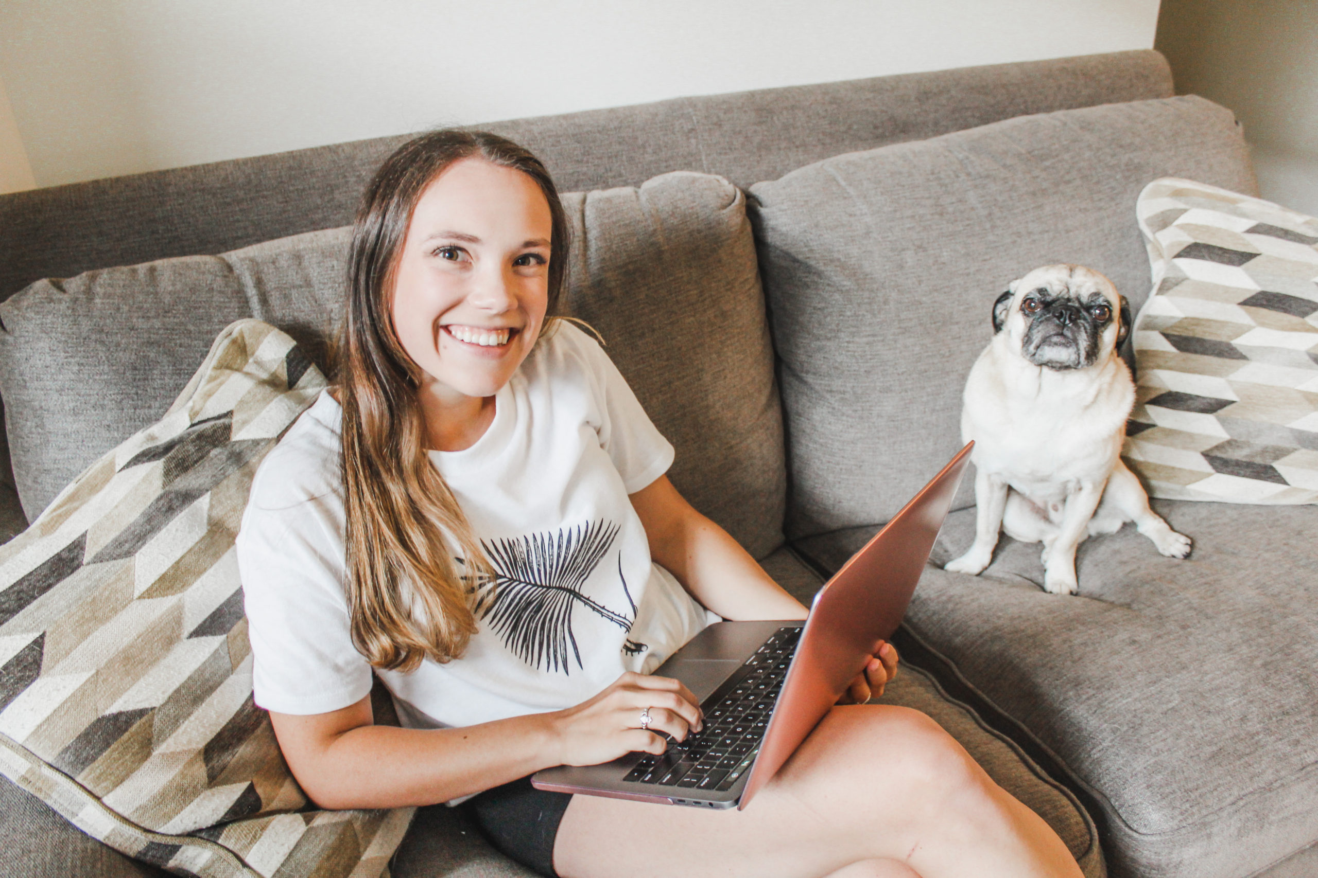 blogger smiling with pug